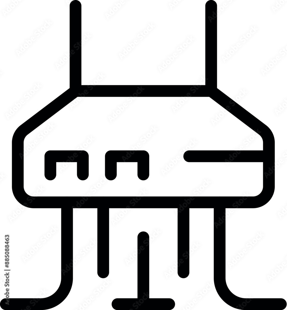 Aufkleber icon of a wifi router with cables, providing internet access for multiple devices