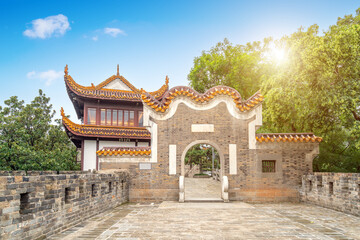 Obraz premium The ancient buildings in Tianxin Pavilion Park, Changsha, China.