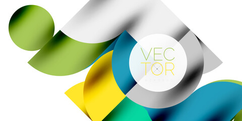 Fototapeta premium Tech minimal circular shapes geometric art. Vector modern circles