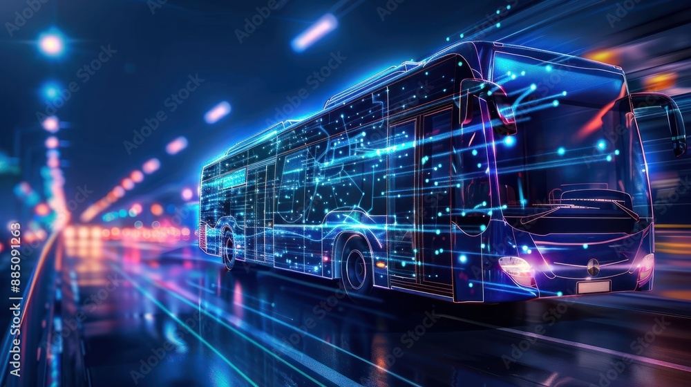 Poster global business internet network connection iot internet of things business intelligence concept bus