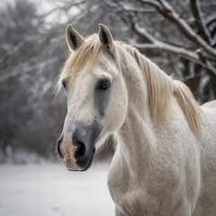 Obraz premium whits snow horse face