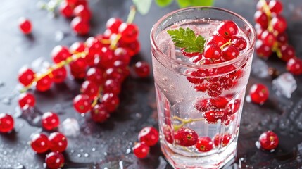 Fresh red currant and cane sugar infused water