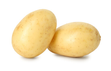 Two young fresh potatoes isolated on white