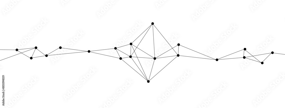 Fototapete Network polygonal connect lines and dots background template. Technology data transfer server global system graphic vector.