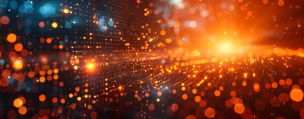 Obraz premium Abstract technology background with digital elements, ample copy space