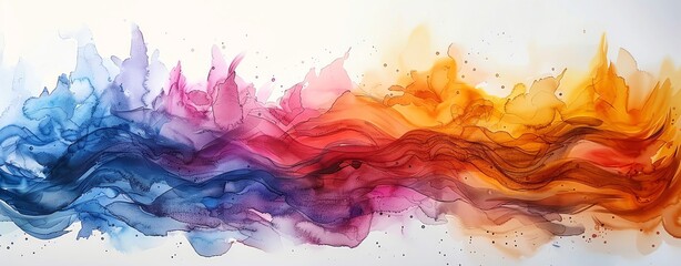 Artistic watercolor splash with bright colors, ample copy space