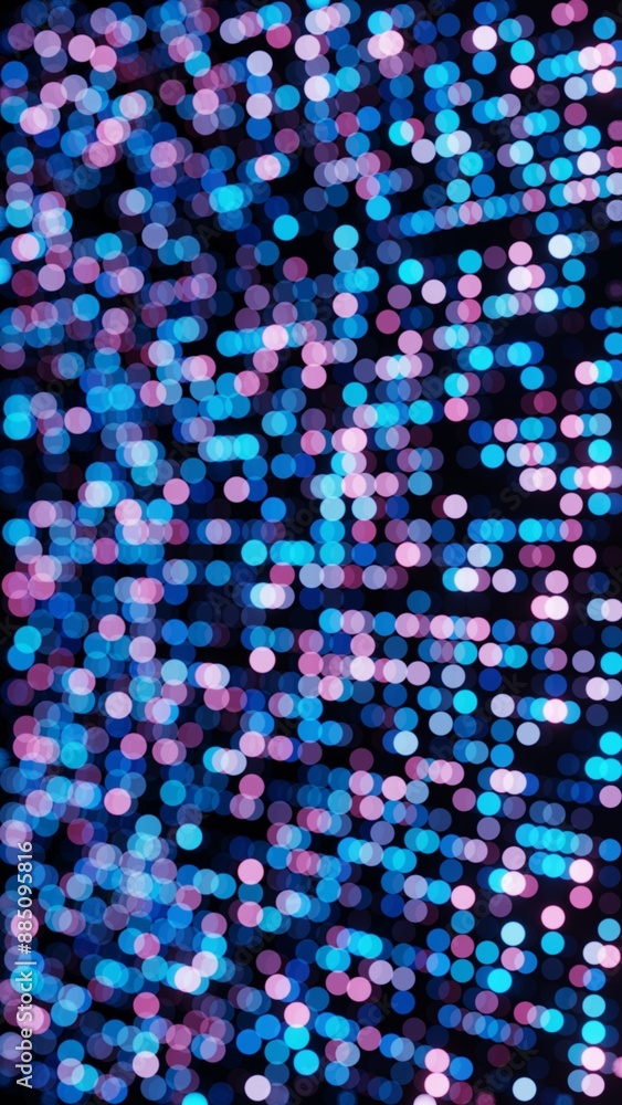 Poster abstract glowing dot pattern with blue and pink lights on dark background
