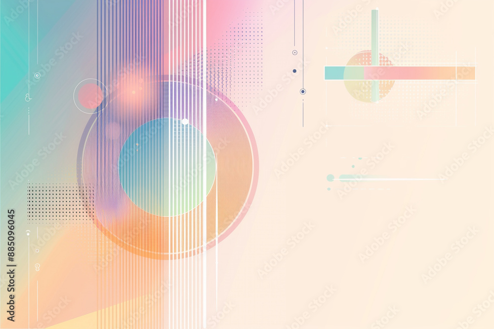 Fototapete Light background with a gradient of colors, a light strip, circles, simple shapes, straight lines, vector graphics in symmetrical composition
