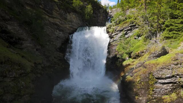 Norwegian scenic Waterfall in a Forest 4 (Rec 709-version)