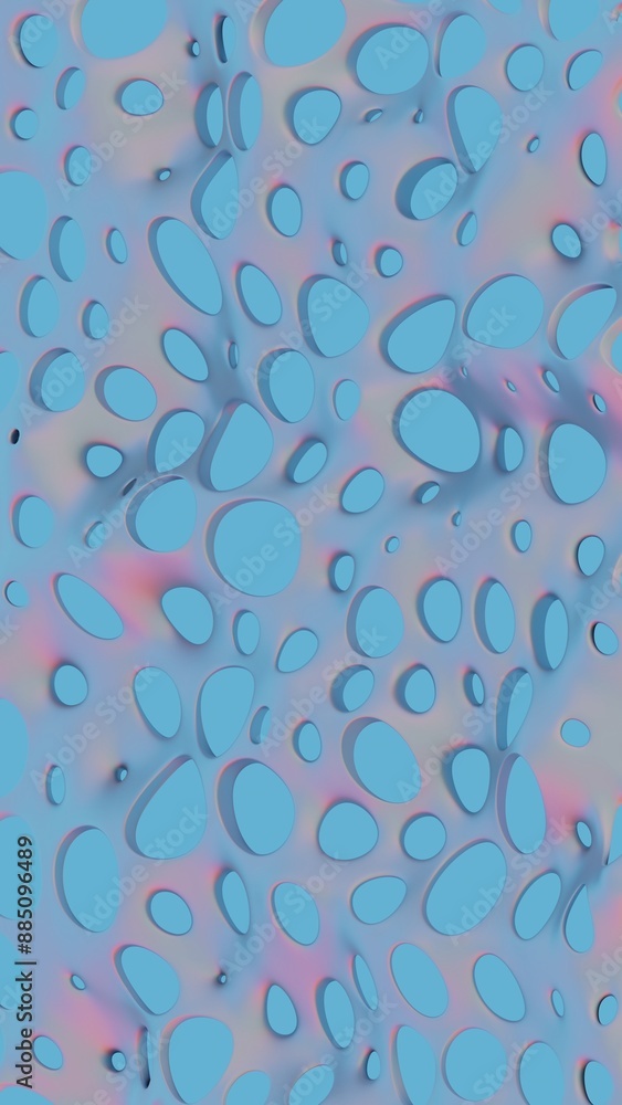 Poster Abstract Perforated Pattern with Gradient Colors on Blue Background..