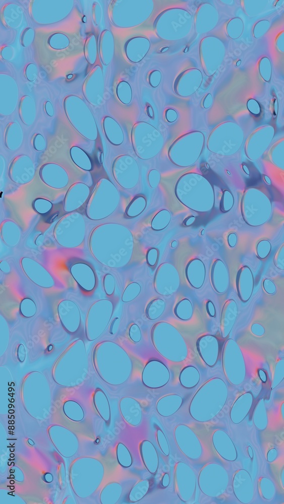 Poster Abstract Perforated Pattern with Gradient Colors on Blue Background..