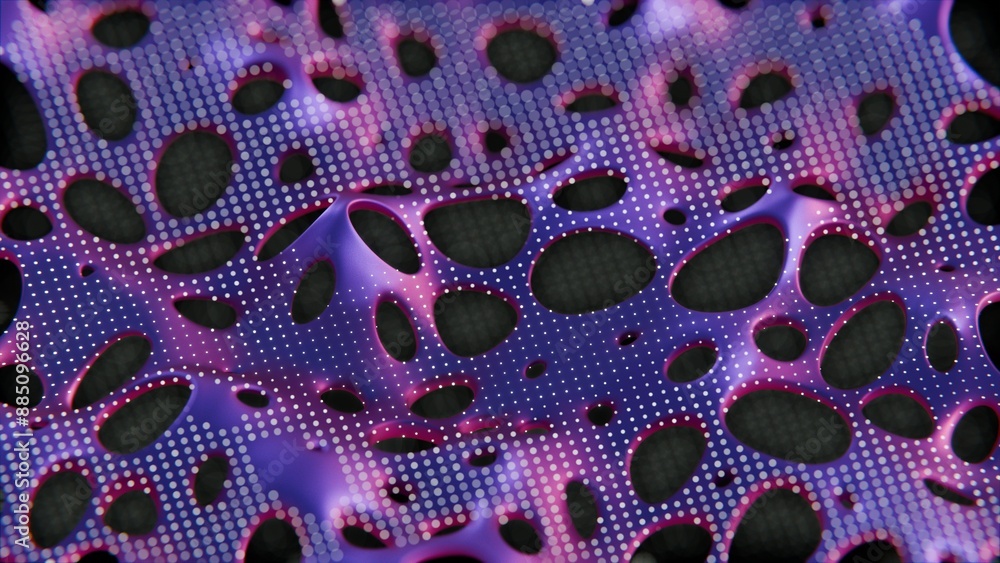 Poster Abstract Perforated Pattern with Gradient Colors on Blue Background..