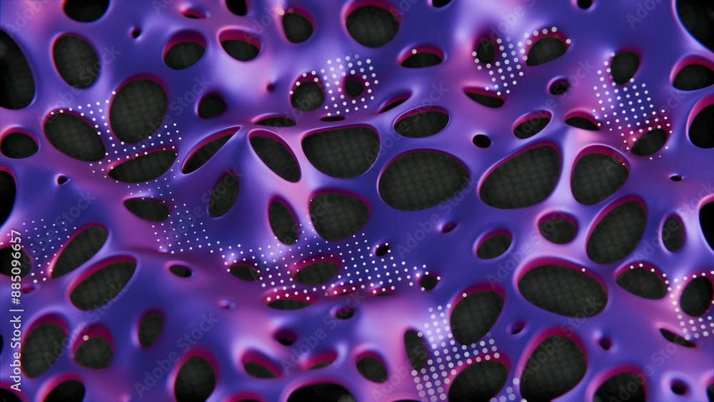 Fototapete abstract perforated pattern with gradient colors on blue background..