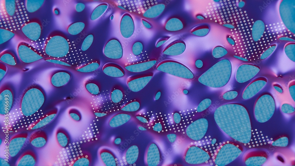 Fototapete abstract perforated pattern with gradient colors on blue background..