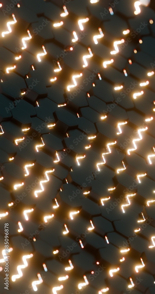Aufkleber futuristic hexagonal pattern with red illuminated lines..