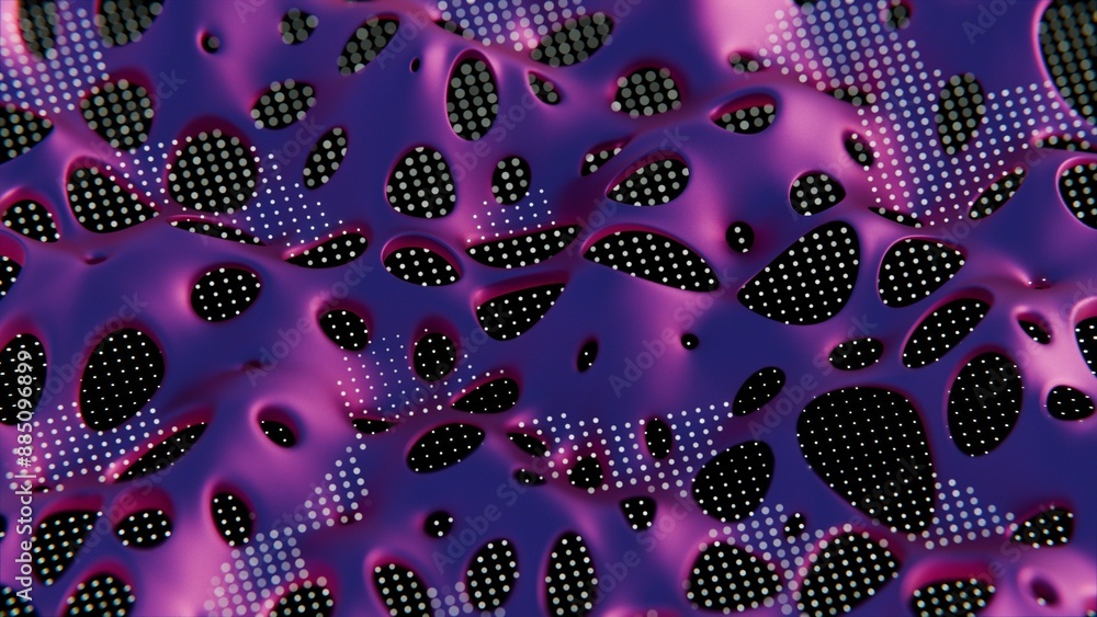 Poster Abstract Perforated Pattern with Gradient Colors on Blue Background..