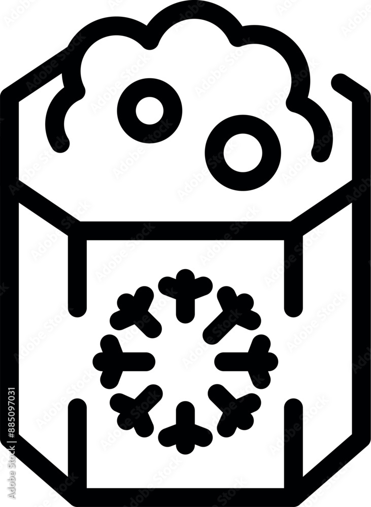 Poster open cardboard box with styrofoam flakes protecting fragile content during shipping for safe deliver