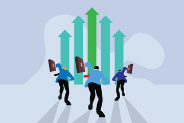 Fototapeta premium Businessman running to reach target 2d flat vector illustration