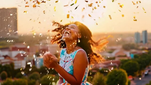 African women express joy, dance, celebrate, outdoors