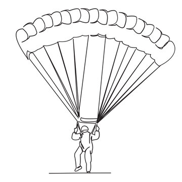 recommend clip art: continuous single drawn single line man jumps with a parachute. hand-drawn picture silhouette. line art doodle