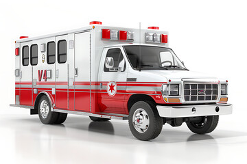 Fototapeta premium Ambulance isolated on white background. 3D rendering.