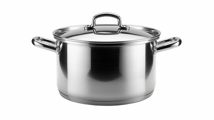 A polished stainless steel pot gleams, ready for a chef's culinary adventures.