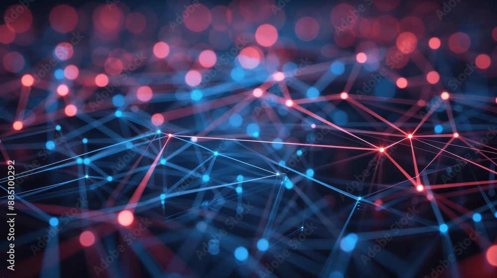 Poster online social network, background 3d illustration. lines and dots connection technology background, 