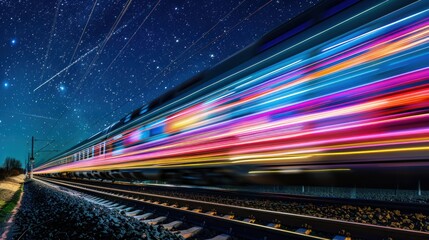 A Train Blazing Through the Night Sky