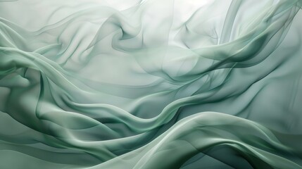 Fototapeta premium Tranquil misty green and blue smoke patterns on soft grey background for meditation designs