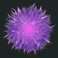 Isolated chrysanthemum flower. Isolated guilloche flower. Fantastic flower. Mandala. Fluorescent flower. Neon sign. Shimmering neon. Vector Mandala isolated. Vector illustration.