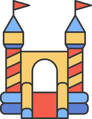 Bouncy castle color icon. Inflatable house pictogram with slide for air trampoline park and children playground for jumping. Inflated equipment for amusement park and kids zone.