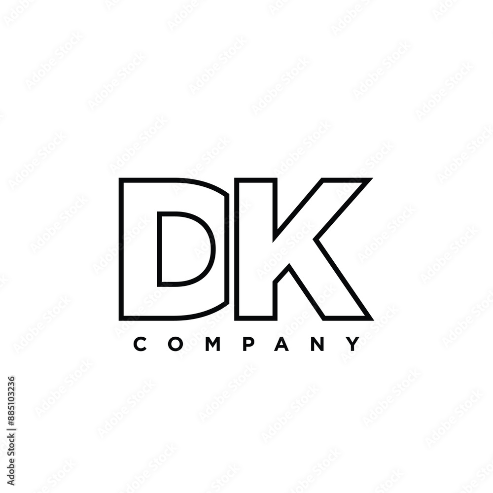 Poster letter d and k, dk logo design template. minimal monogram initial based logotype.