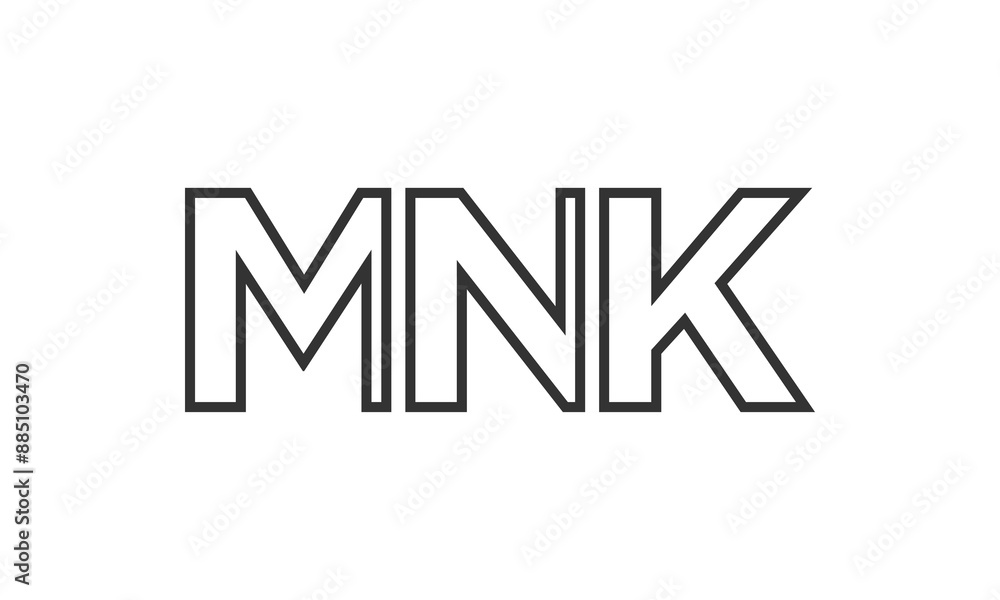 Poster mnk logo design template with strong and modern bold text. initial based vector logotype featuring s