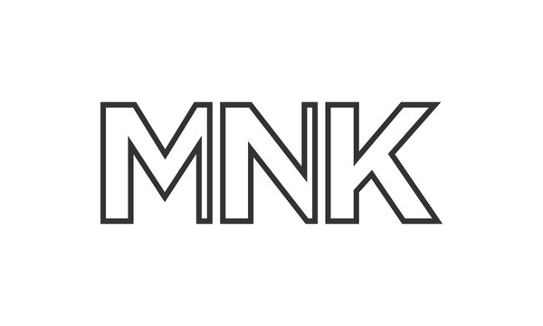 MNK logo design template with strong and modern bold text. Initial based vector logotype featuring simple and minimal typography. Trendy company identity.