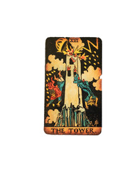 the Tower, single Tarot Card on transparent Background