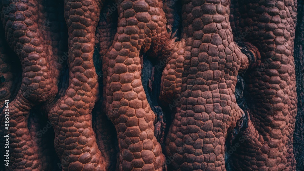 Poster a close up of a tree trunk with many different patterns, ai