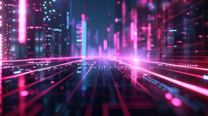 Neon Cityscape: Digital Abstract