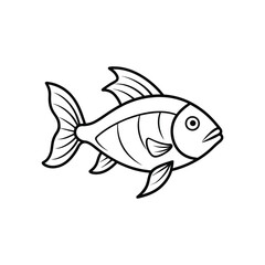 Flat Fish line art icon vector illustration