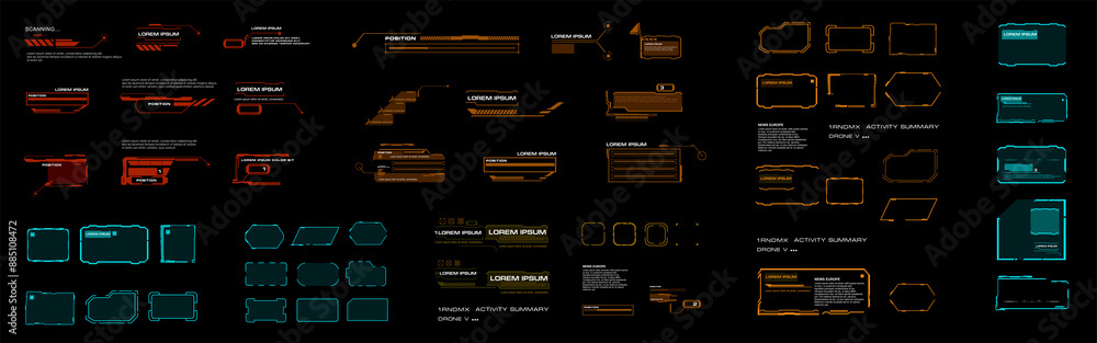 Poster big set of frames and windows with information. framework for communication and correspondence. mode