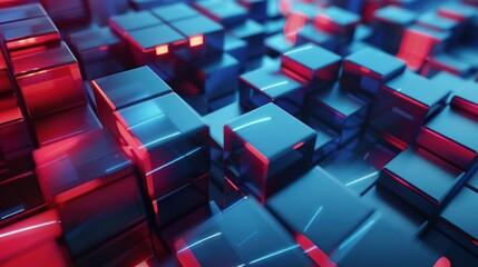 Obraz premium Abstract 3D Render of Neon Cubes