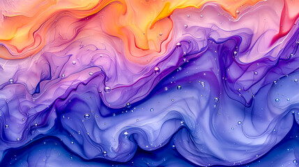 Fototapeta premium Abstract colorful alcohol ink painting creating fluid art background with bubbles