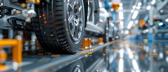 Precision in Motion: Industrial Production Line Crafting Car Wheels with Intricate Machinery