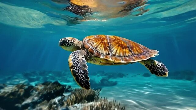 sea turtle swimming in water