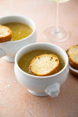 Traditional homemade onion soup