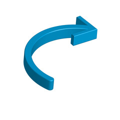Realistic 3d icon blue arrow direction symbol design for element