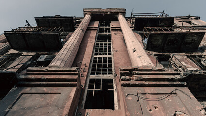 destroyed building in a city lost in the war in Ukraine