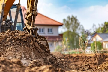 Obraz premium Close-Up of Crawler Backhoe on Soil. Beautiful simple AI generated image in 4K, unique.