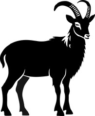 Goat silhoutte. Tahr silhoutte. Vector.