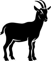 Goat silhoutte. Tahr silhoutte. Vector.