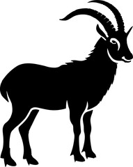 Goat silhoutte. Tahr silhoutte. Vector.